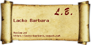 Lacko Barbara névjegykártya